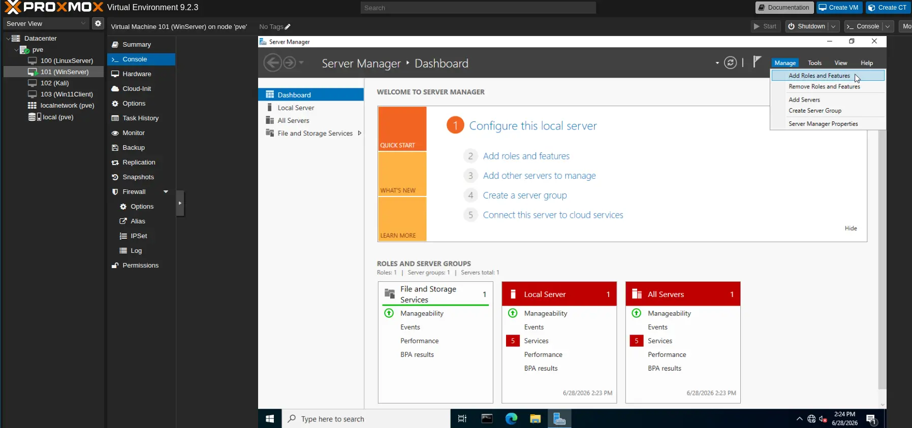 Add Roles and Features Wizard
